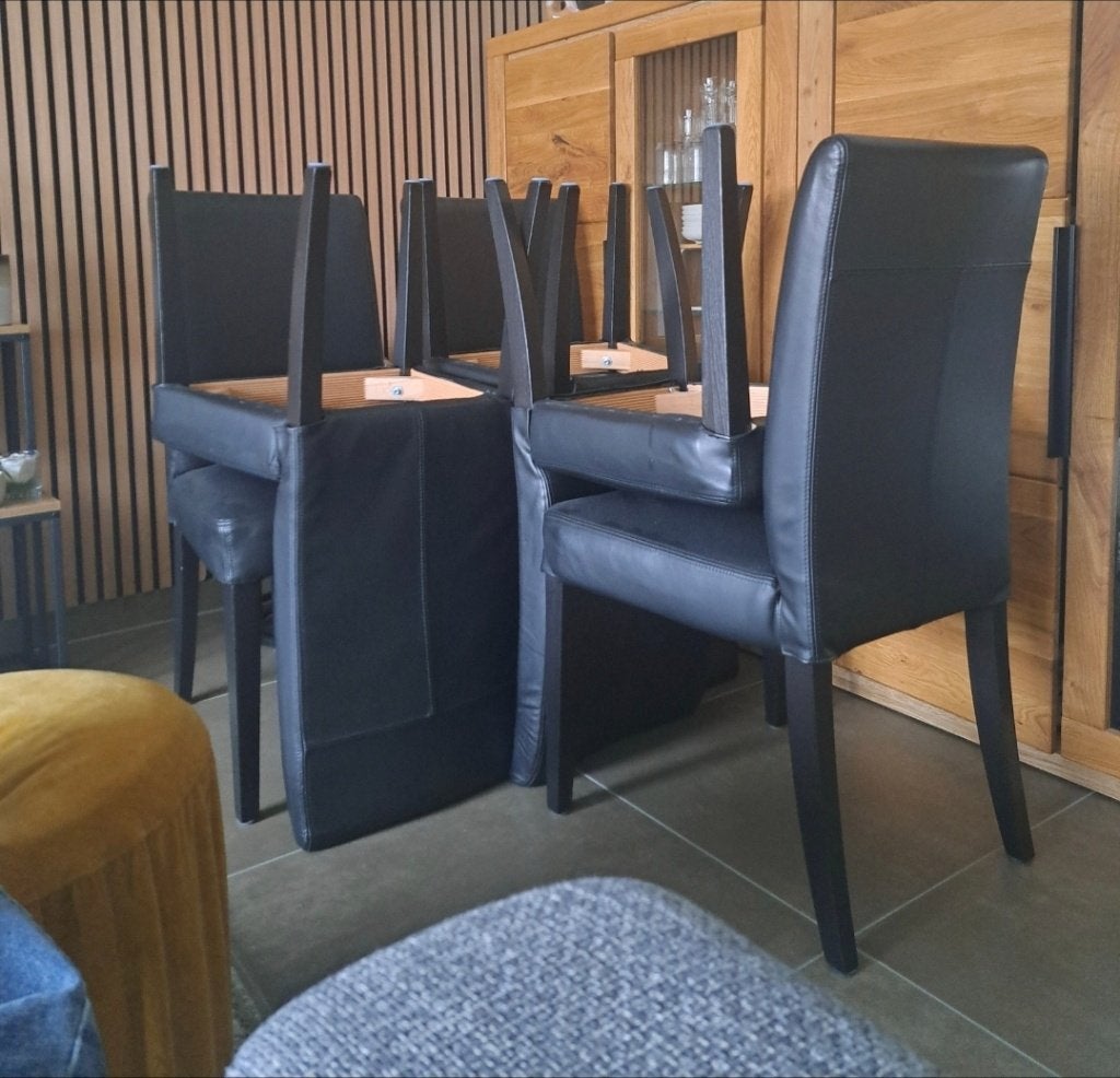 6 eetkamerstoelen van leer, Huis en Inrichting, Stoelen, Ophalen, Zwart, Nieuw, Leer