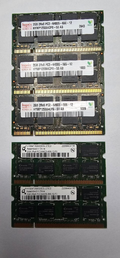 5 x  2GB DDR2 800Mhz PC2-6400 SODIMM, Informatique & Logiciels, Enlèvement, DDR2