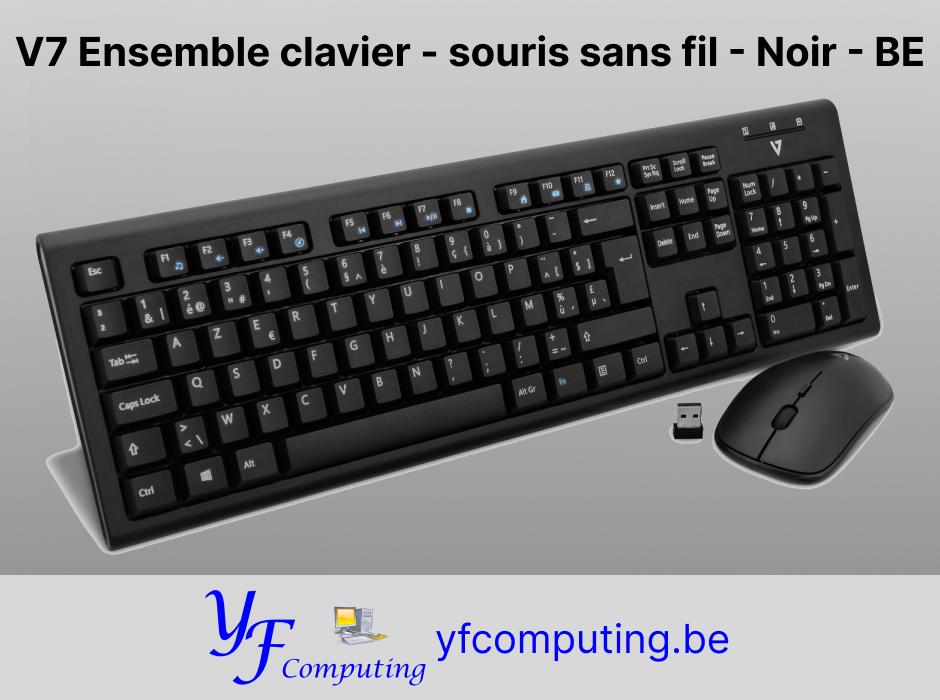 Clavier + souris sans fil V7 CKW200BE – Noir, Neuf, Enlèvement ou Envoi, Azerty, V7