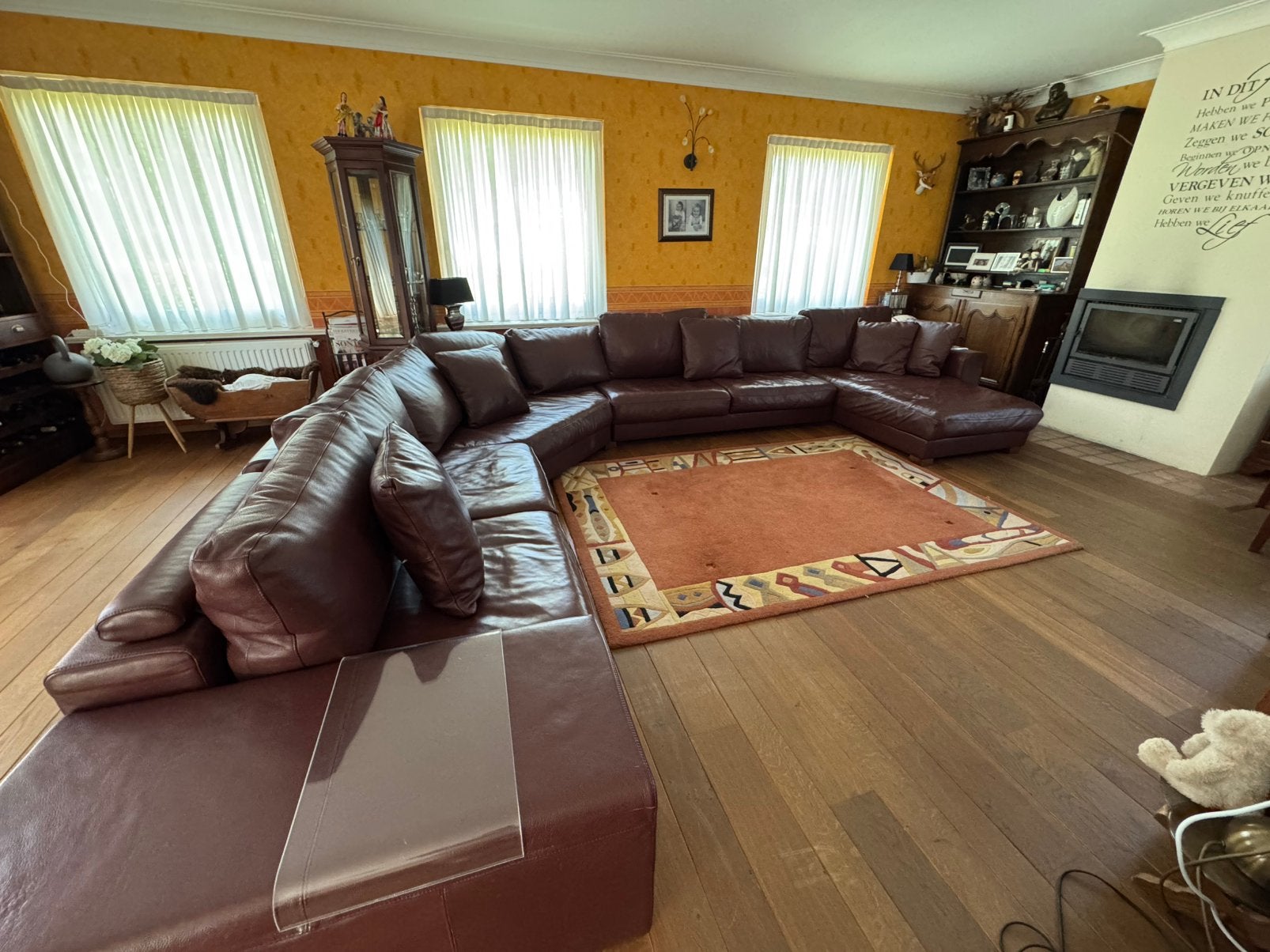 Bank kalfsleer natuzzi, Ophalen, Hoekbank, 300 cm of meer, Leer