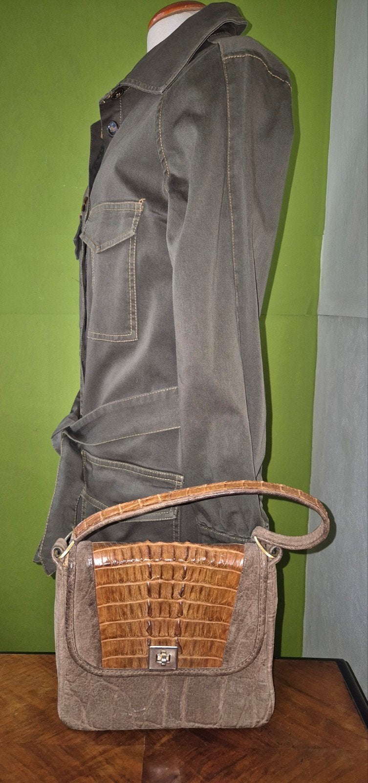 Handtas vintage exotisch leer, Ophalen of Verzenden, Handtas