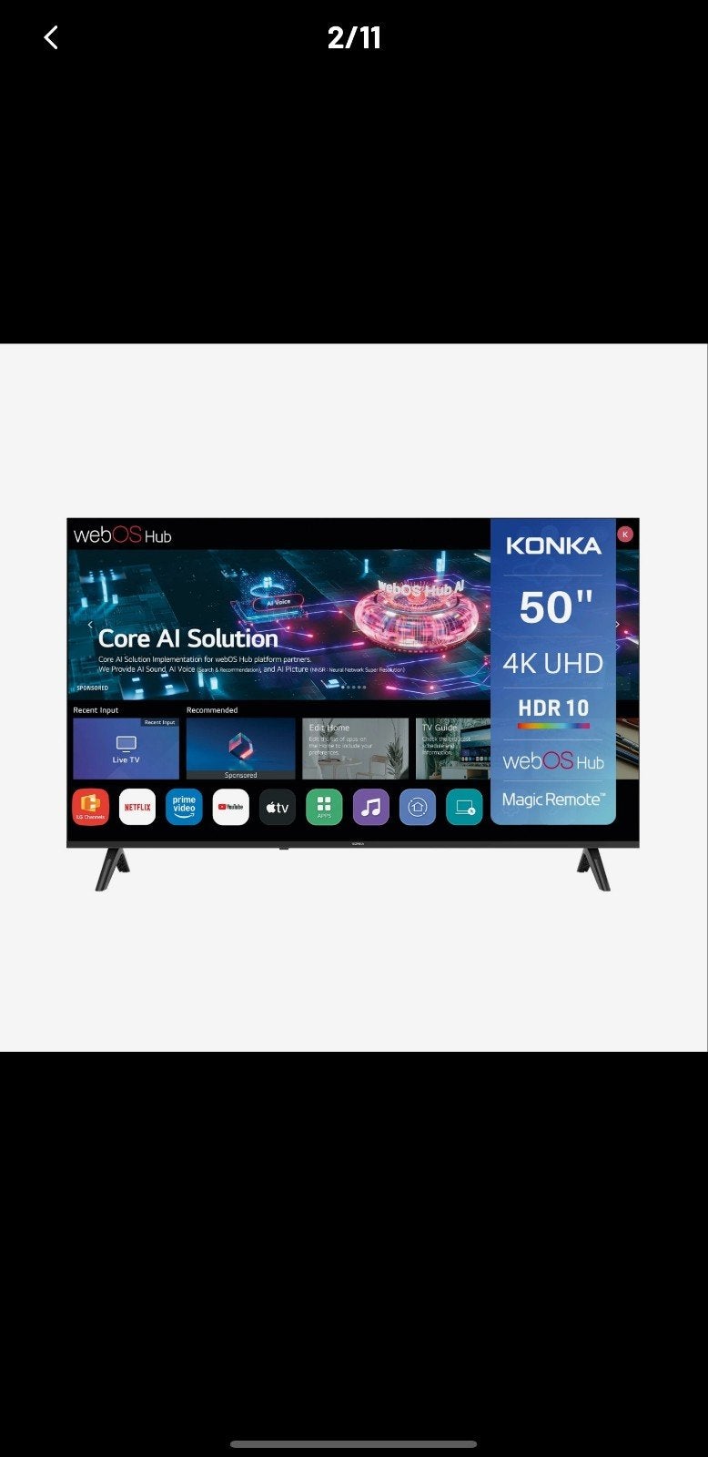 Téléviseur intelligent KONKA 4K UHD 50 pouces (WebOS Hub/HDR, TV, Hi-fi & Vidéo, Télévisions, Comme neuf, OLED, 4k (UHD), Autres marques