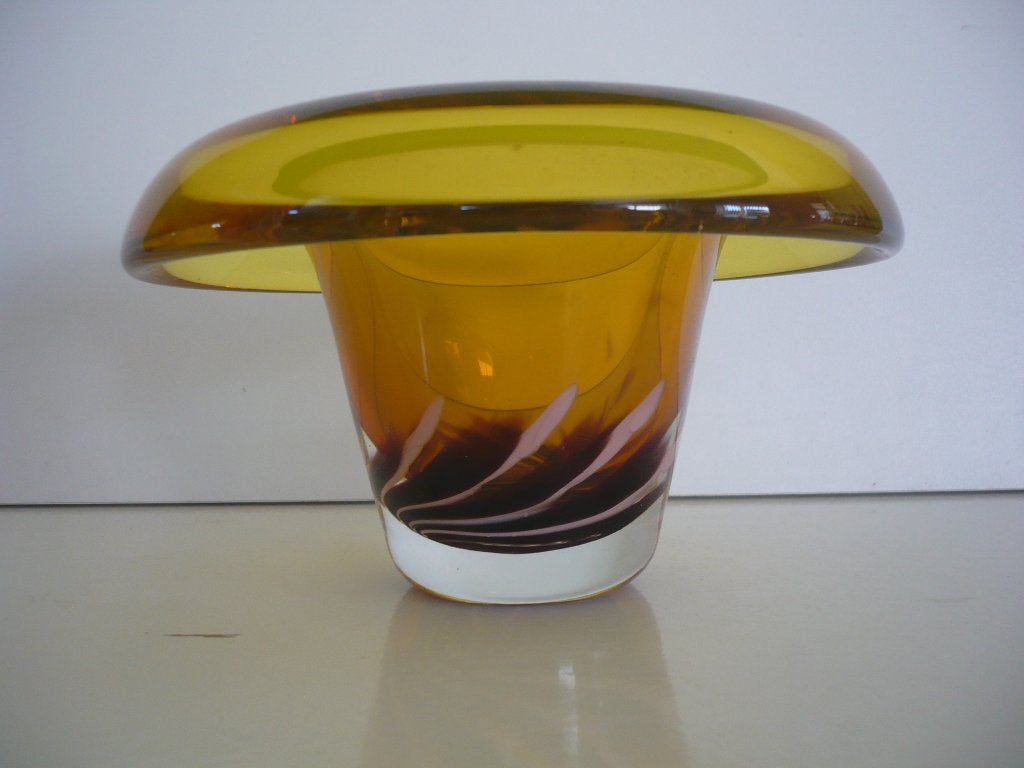 vintage Art Glas object vaas / schaal Murano ? Leerdam ?, Antiek en Kunst, Ophalen of Verzenden