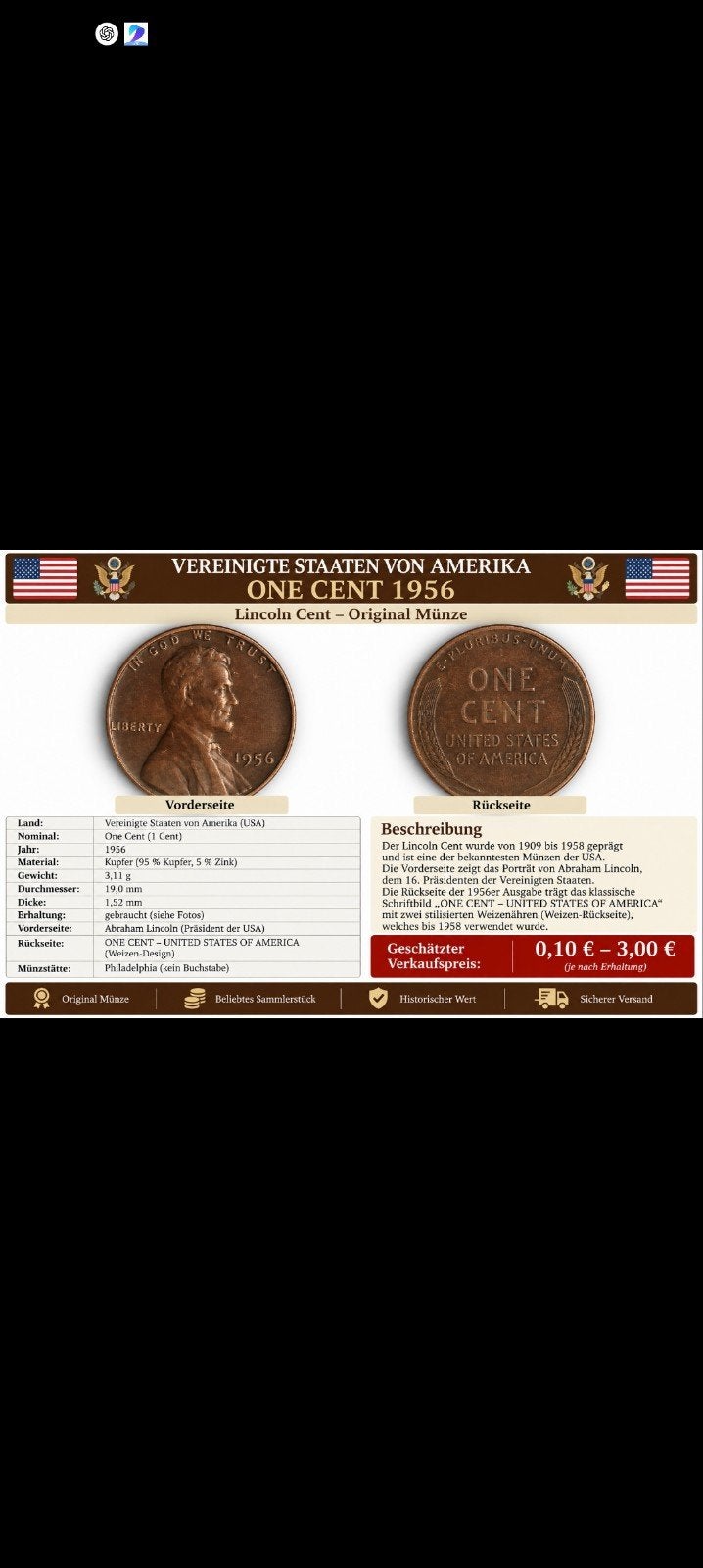 munt lincoln 1956, Ophalen of Verzenden