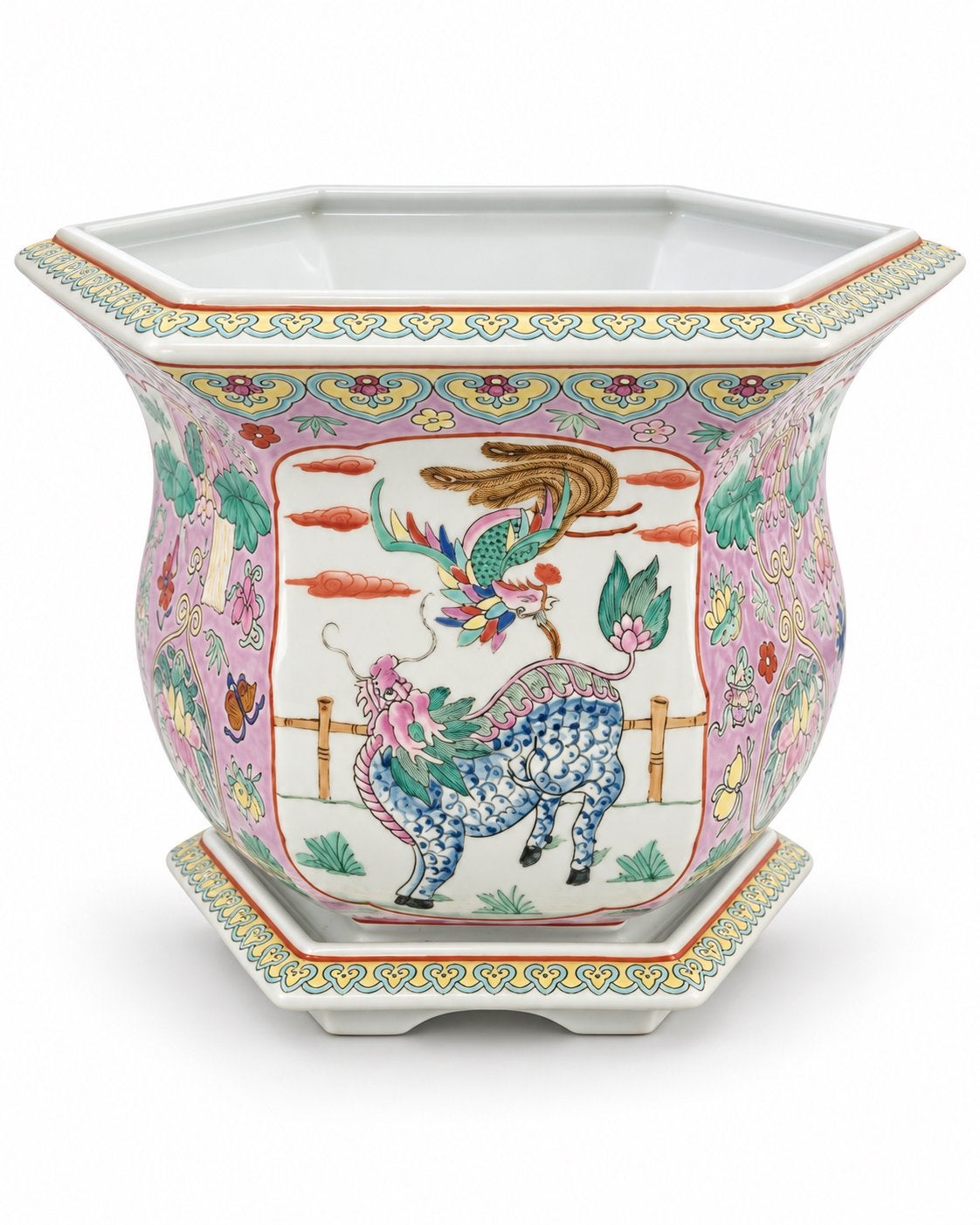 Chinese Famille Rose Cachepot – Phoenix & Qilin, Ophalen
