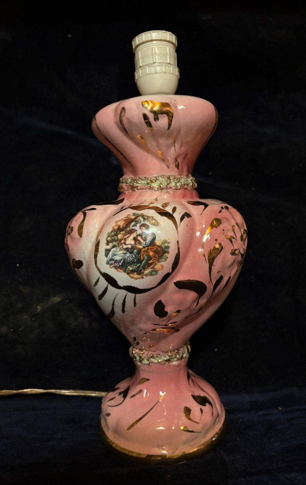 Vintage boudoir lamp keramiek roze/goud, Antiek en Kunst, Ophalen