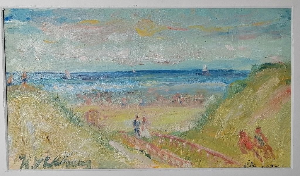 Henri-Victor Wolvens, peinture à l'huile « Beach View », Antiquités & Art, Enlèvement ou Envoi, Peinture à l'huile, Toile