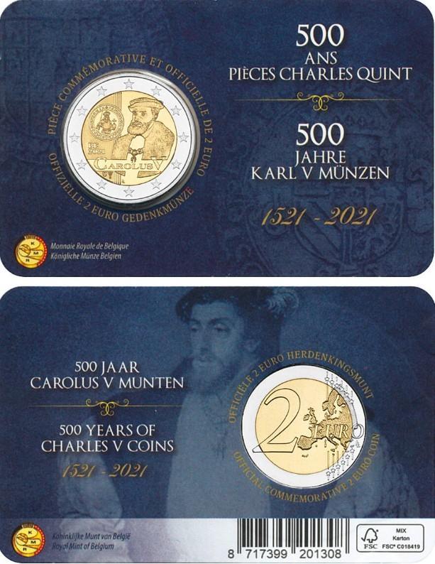 CC 2 euro België 2021 Karel V Frans, Postzegels en Munten, Ophalen of Verzenden, België, 2 euro
