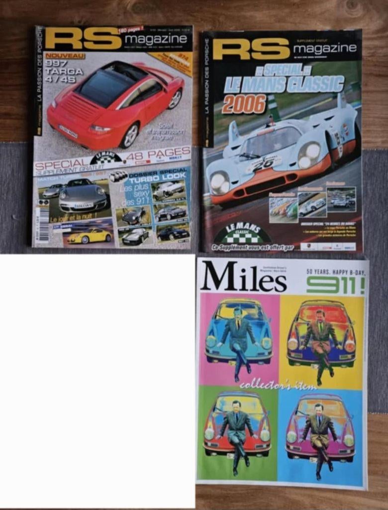 Lot 3 revues RS magazine PORSCHE Miles, Livres, Autos | Brochures & Magazines, Enlèvement ou Envoi, Utilisé, Porsche