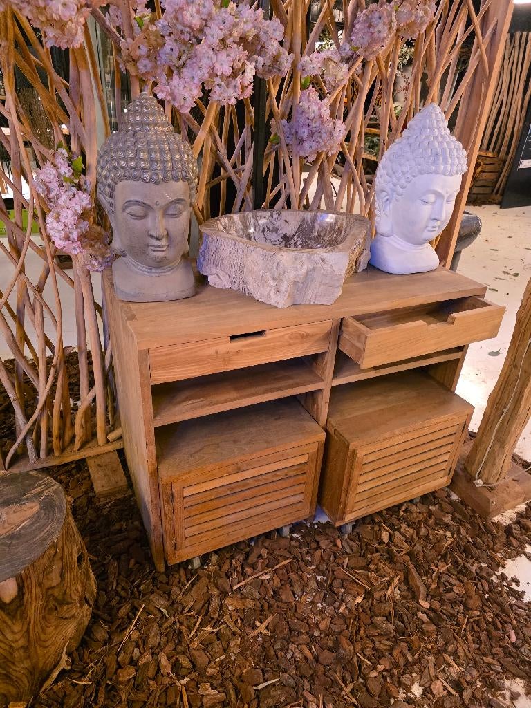 Recycled teak badkamer meubelen, Huis en Inrichting, Ophalen, Zo goed als nieuw, Wastafelkast