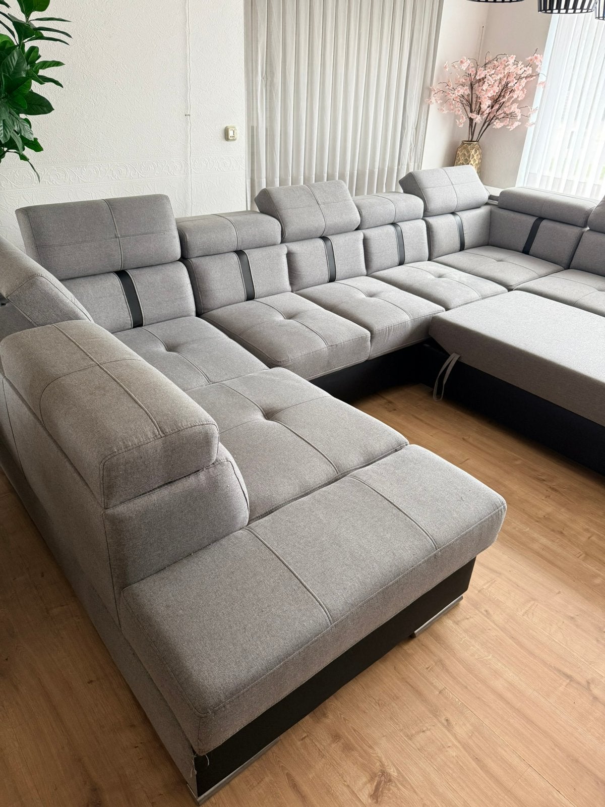 U zetel met uitschuifbaar slaapbank, Huis en Inrichting, Zetels | Complete zithoeken, Ophalen, Zo goed als nieuw