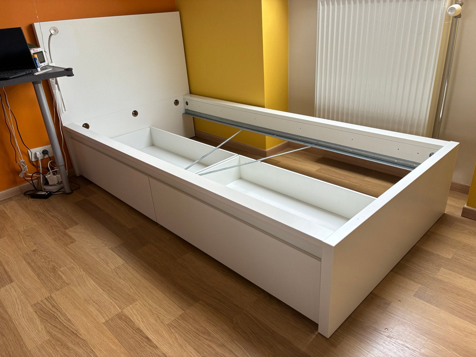 Ikea bed wit 90x200 met 2 lades, Huis en Inrichting, Ophalen, Gebruikt, Eenpersoons, Wit