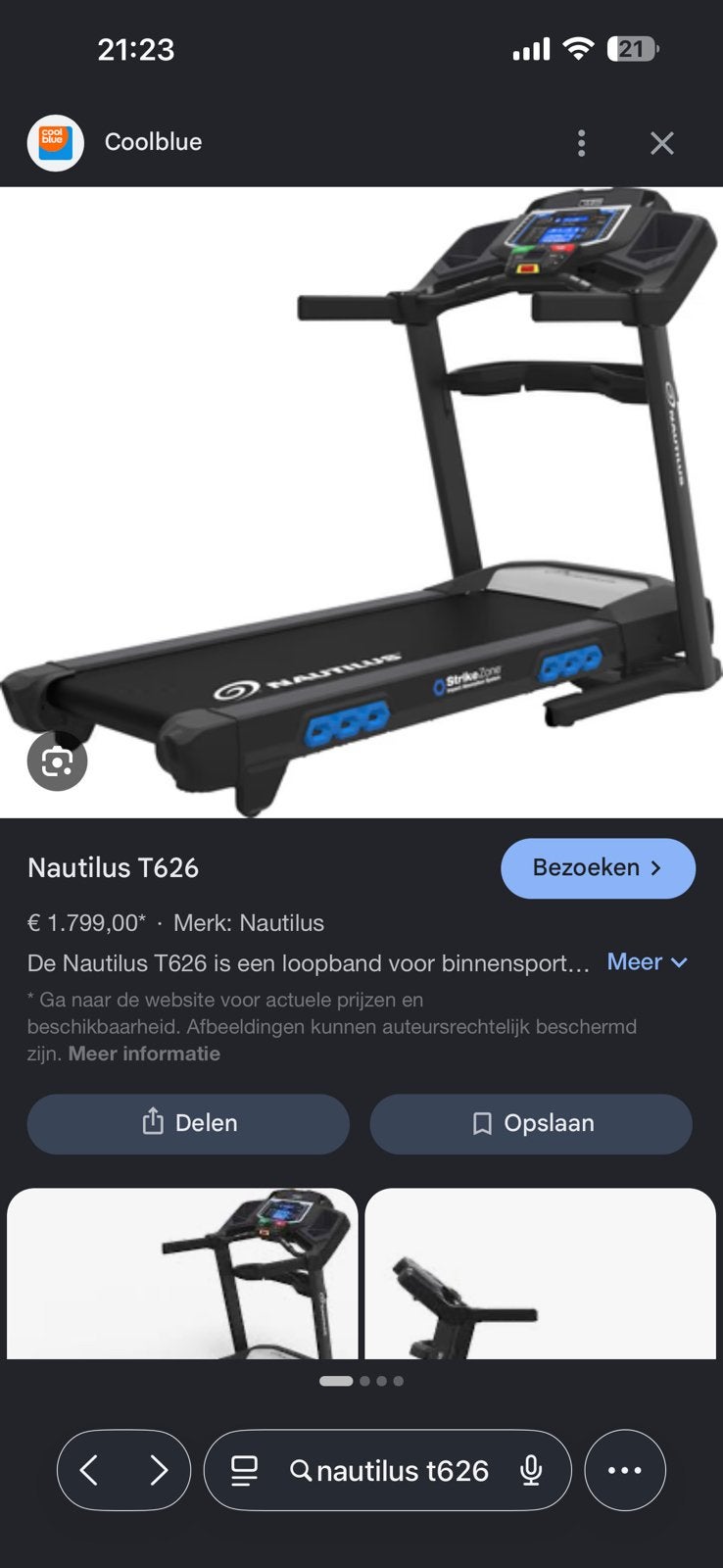 Loopband nautilus t626 te koop, Sport en Fitness, Ophalen, Gebruikt, Loopband