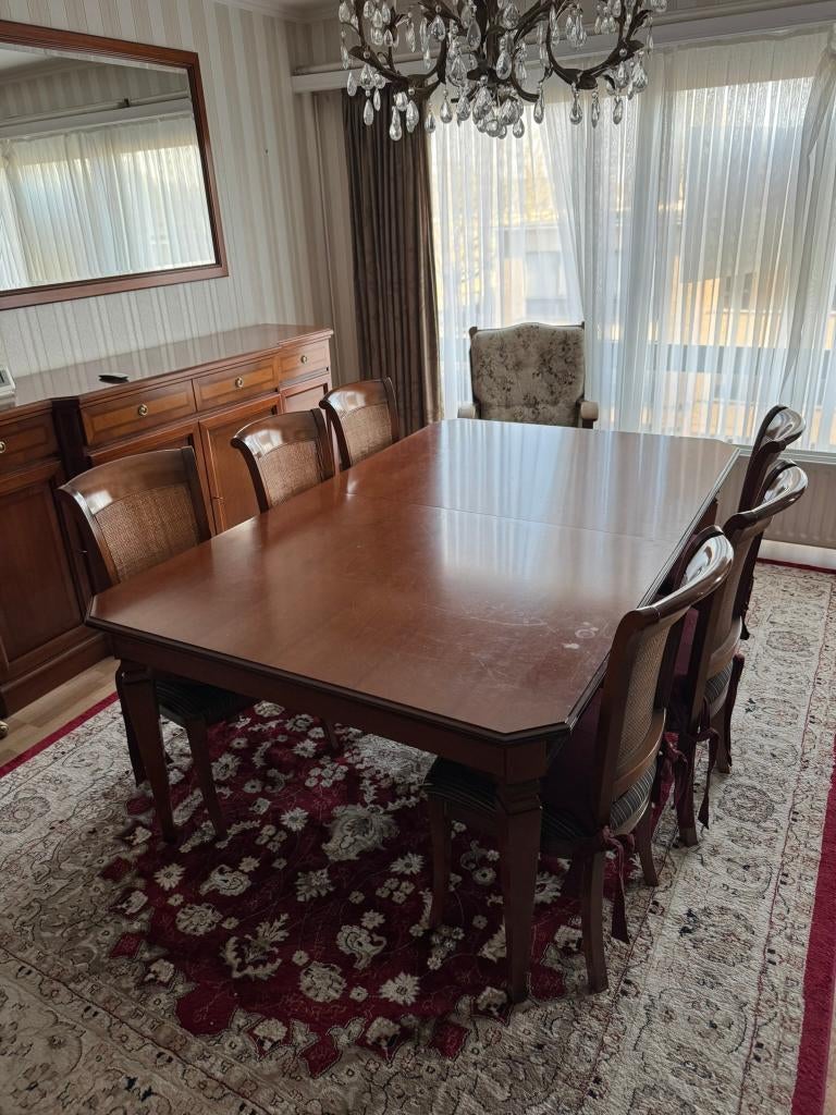 tafel met 6 stoelen, Ophalen, Gebruikt, 100 tot 150 cm, 200 cm of meer