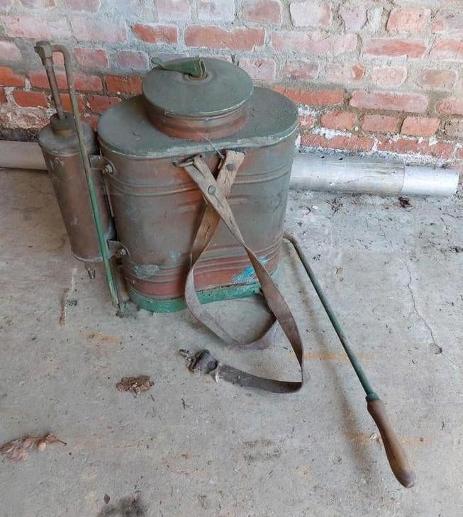 Koperen rugspuit / sproeier, Antiek en Kunst, Curiosa en Brocante, Ophalen