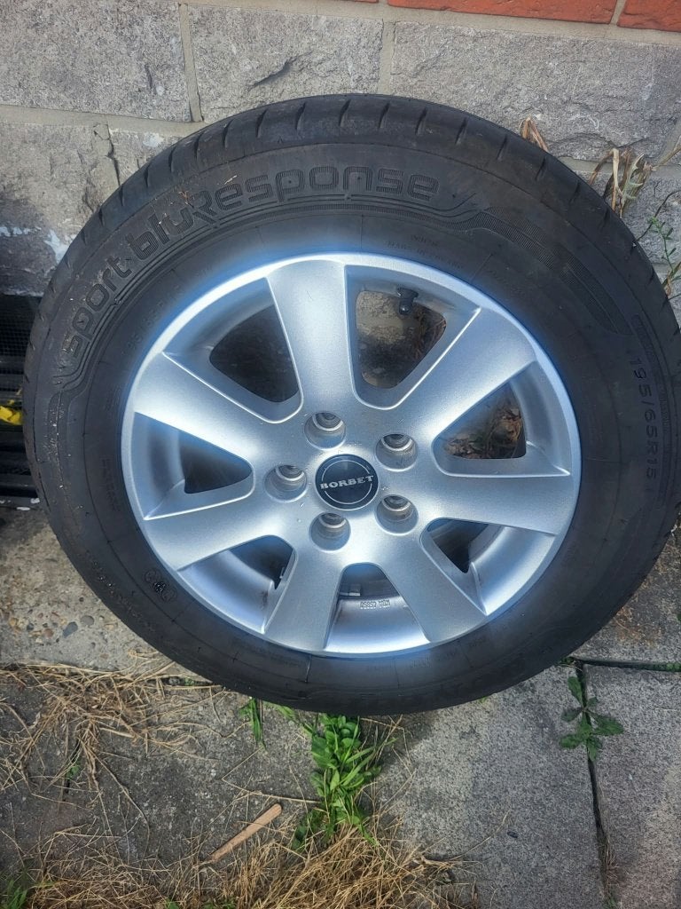 À vendre – Jantes Borbet 15 pouces + 4 pneus Dunlop, Enlèvement, 15 pouces, Pneu(s)