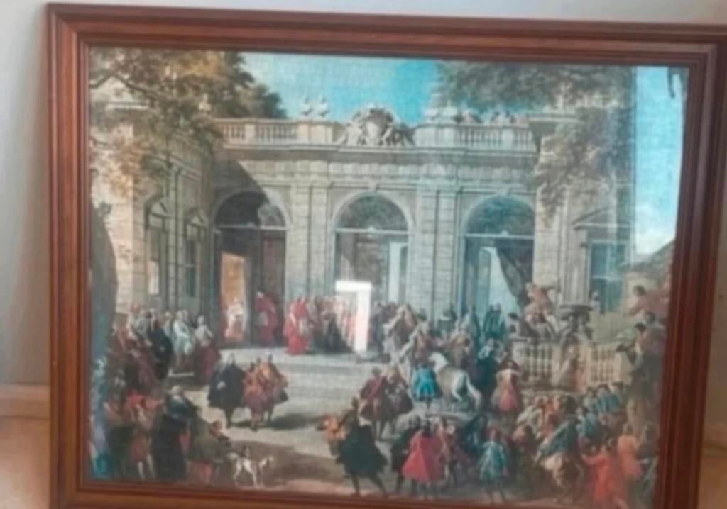 Een heel mooie grote anticke puzzel met bord ,heeft ook glas, Antiek en Kunst, Ophalen