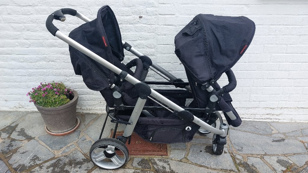 Dubbele buggy, Kinderen en Baby's, Ophalen, Gebruikt, Overige merken, Verstelbare rugleuning