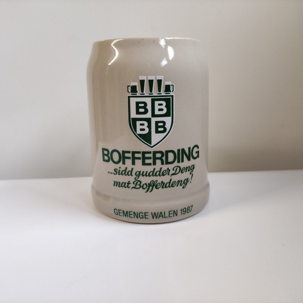 Chope bière Bofferding spécial Gemenge Walen 1987, Collections, Marques de bière, Enlèvement ou Envoi