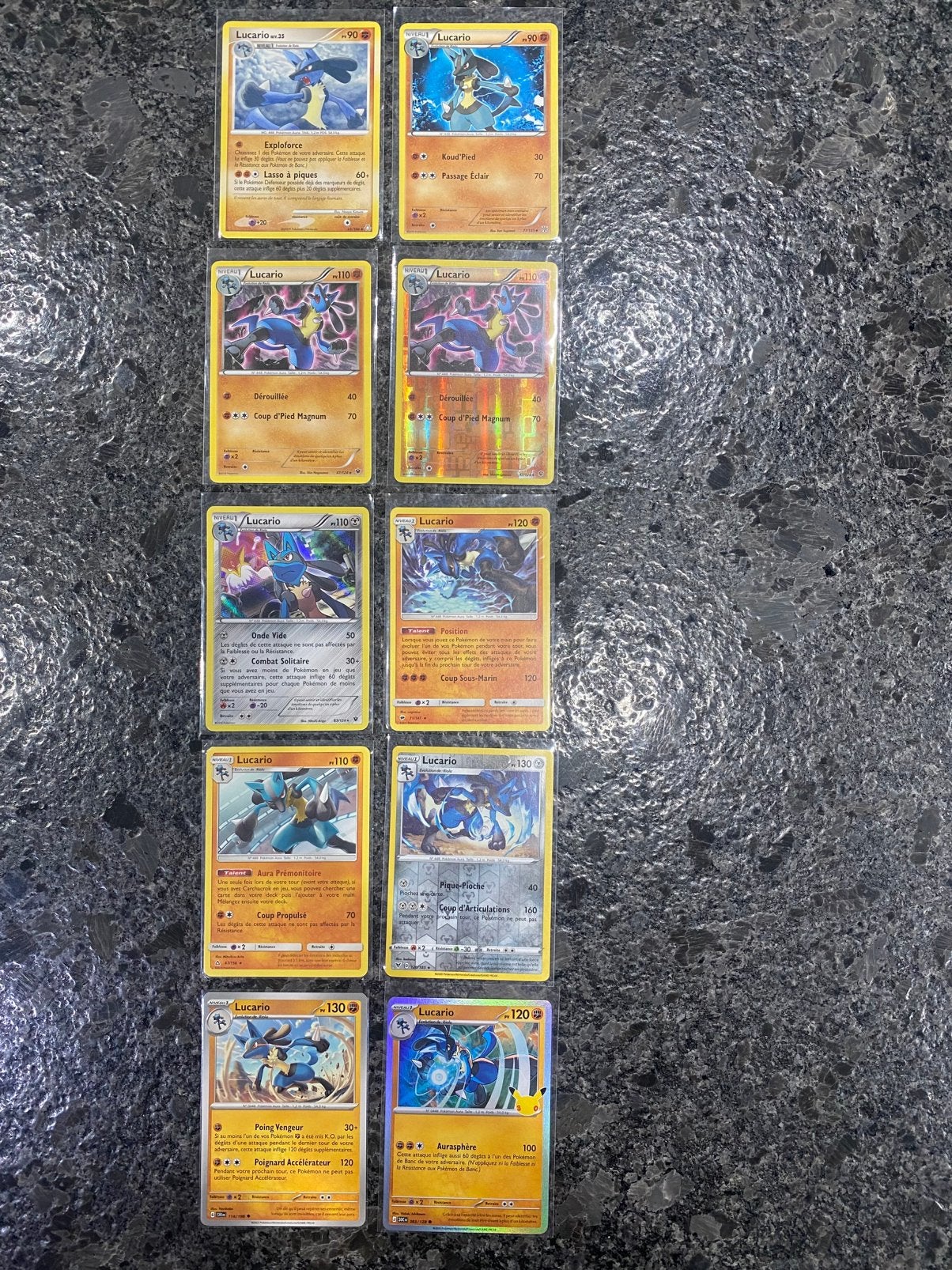 Set van 10 Lucario FR-kaarten (Pokémon), Ophalen of Verzenden, Zo goed als nieuw, Meerdere kaarten, Foil