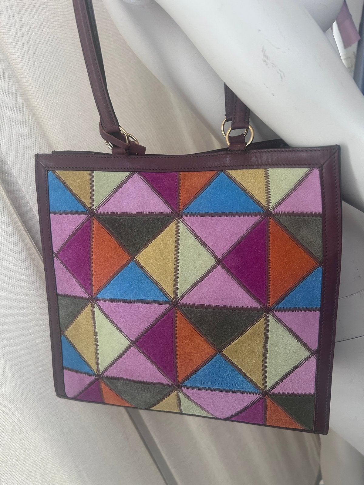 Just Campagne sac cuir marron et Suede de couleurs, Bijoux, Sacs & Beauté, Sacs | Sacs Femme, Comme neuf, Enlèvement ou Envoi