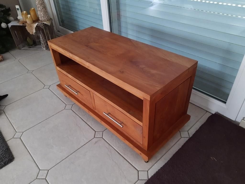 TV-meubel in teak, Teck, Modern / koloniaal, Moins de 100 cm, Comme neuf