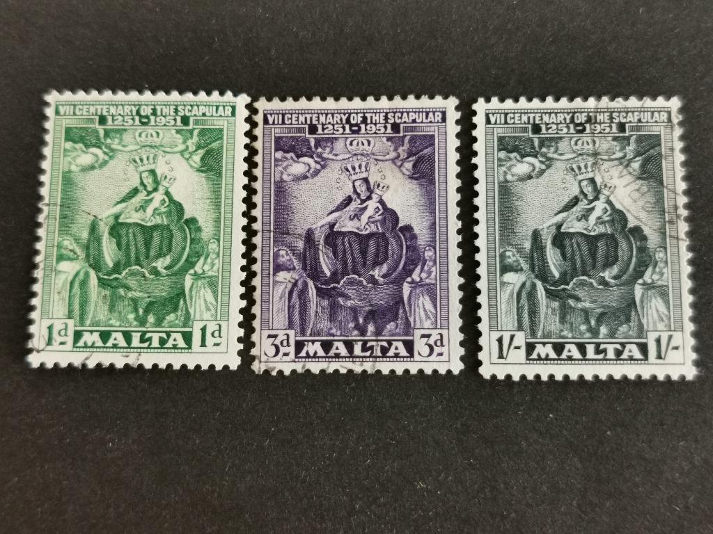 Malta 1951 - 700 jaar Orde van de Karmelieten, Ophalen of Verzenden, Malta, Gestempeld