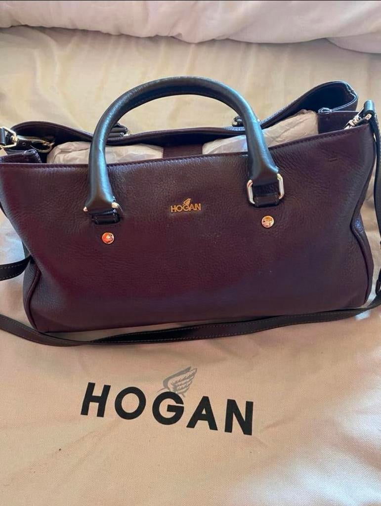 Hogan, Lederen handtas met bijpassende schoenen, Handtassen en Accessoires, Ophalen, Zo goed als nieuw, Paars, Handtas