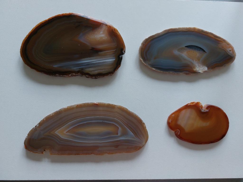 4 agaat schijven gepolijst + agaat geode, Ophalen of Verzenden, Mineraal