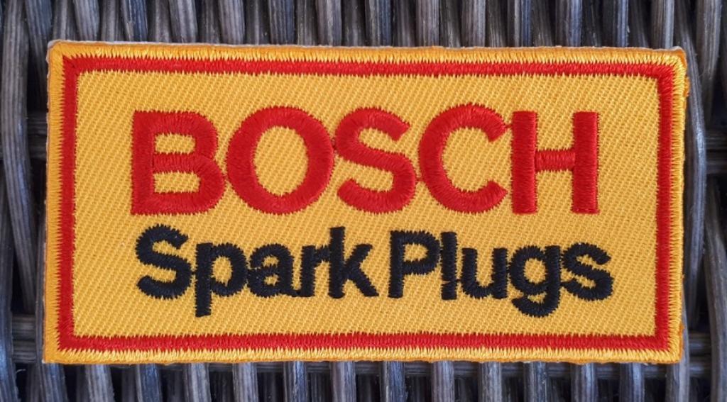 Bosch Spark Plugs strijk patch embleem - 78 x 40 mm, Ophalen of Verzenden, Nieuw