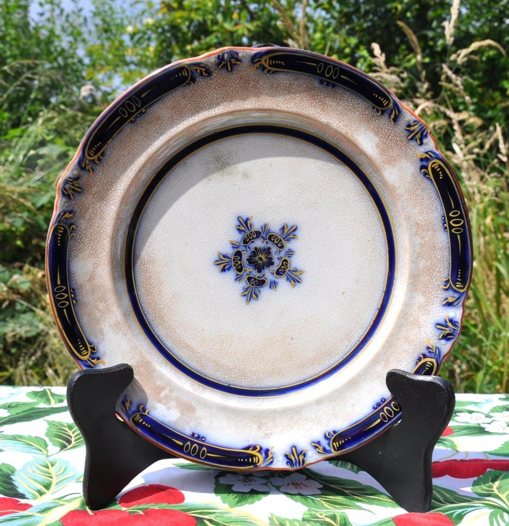 assiette ancienne decor bleu et doré, Enlèvement ou Envoi