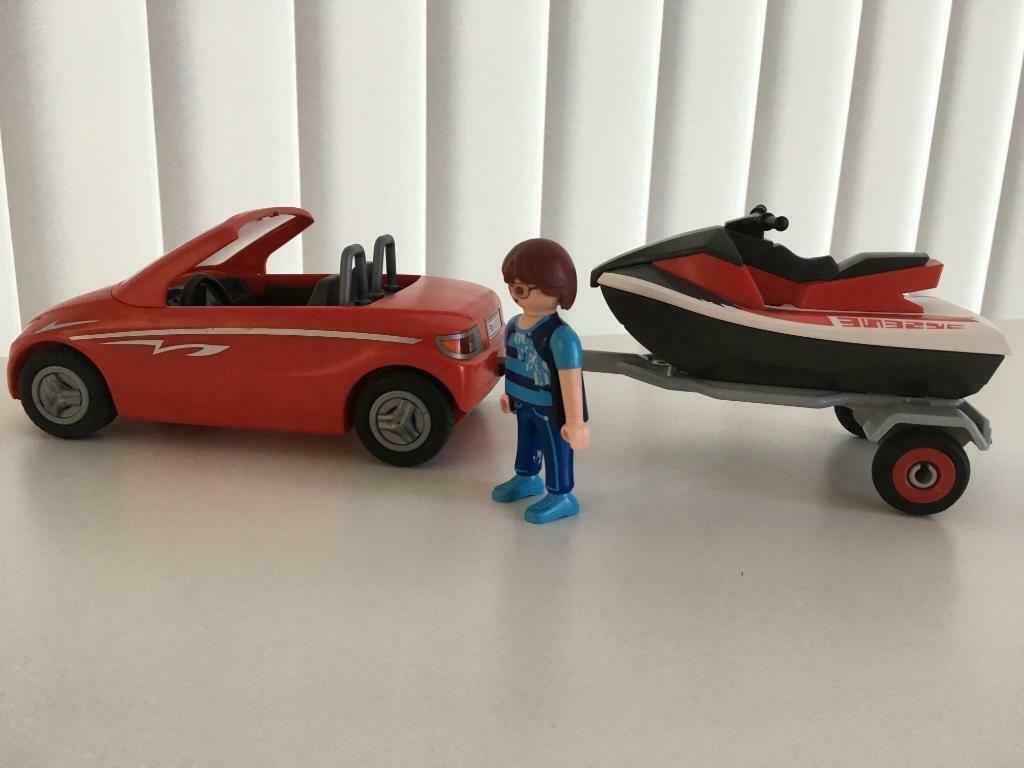 Playmobil cabrio met aanhangwagen en jetski, Kinderen en Baby's, Ophalen