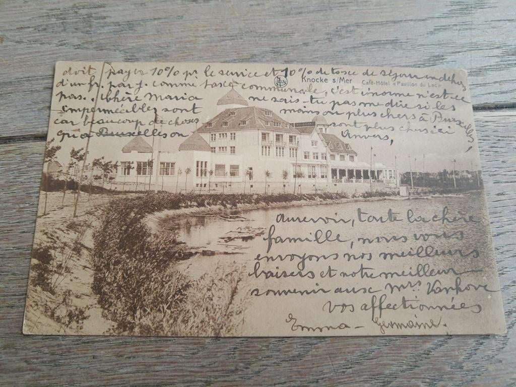 Pk, Knokke a. Zee, Pavilion du Lac, afgestempeld 1927, Verzamelen, Postkaarten | België, Ophalen of Verzenden