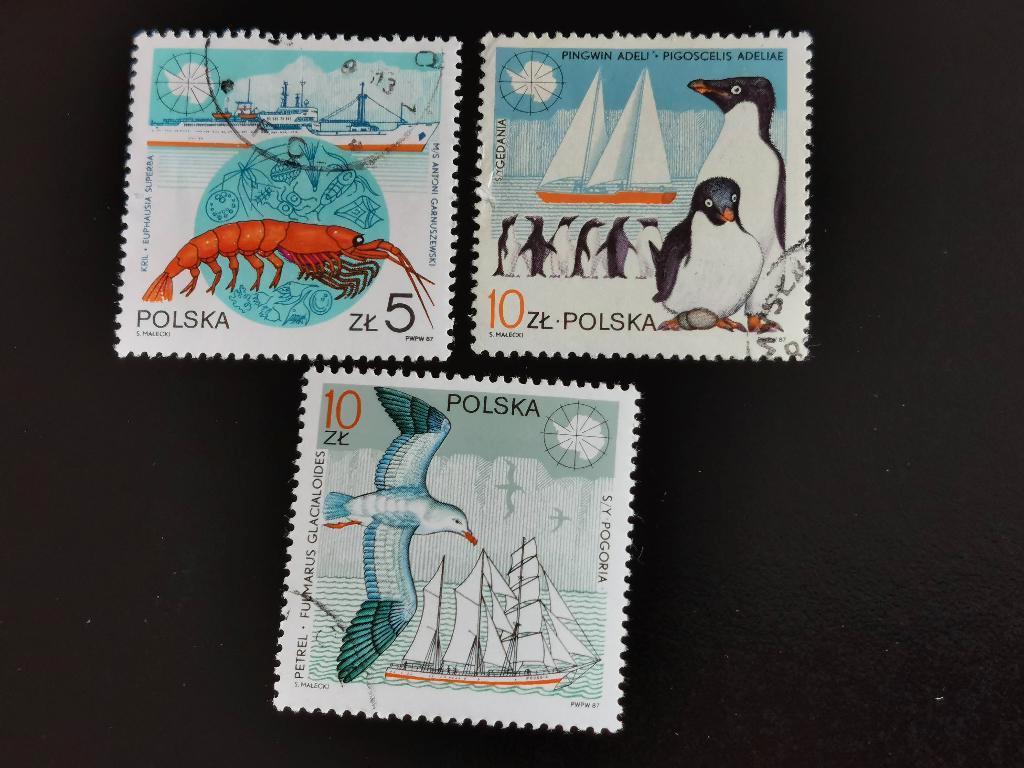 Pologne 1987 - 10 ans base polonaise en Antarctique, oiseaux, Enlèvement ou Envoi, Pologne, Affranchi