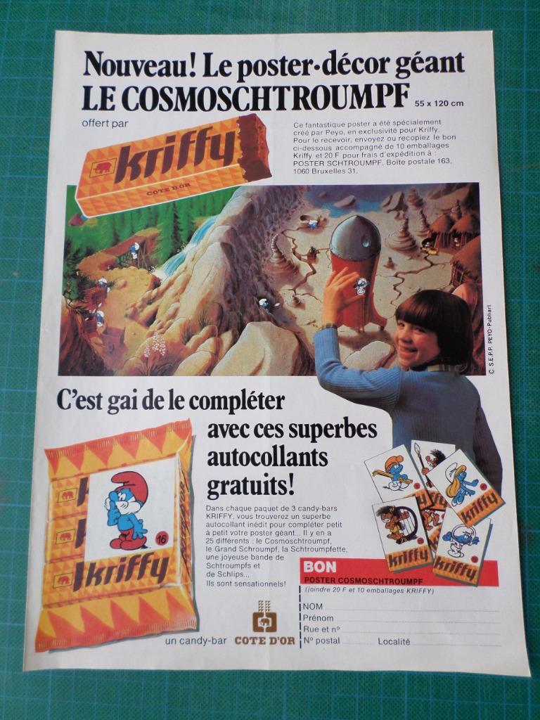 Schtroumpfs - publicité papier kriffy - 1978, Enlèvement ou Envoi, Schtroumpfs, Utilisé, Autres types