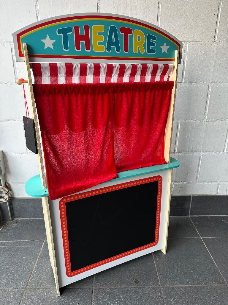 Playwood - 2 in 1 Theater en winkel met Accessoires, Kinderen en Baby's, Speelgoed | Houten speelgoed, Ophalen, Zo goed als nieuw