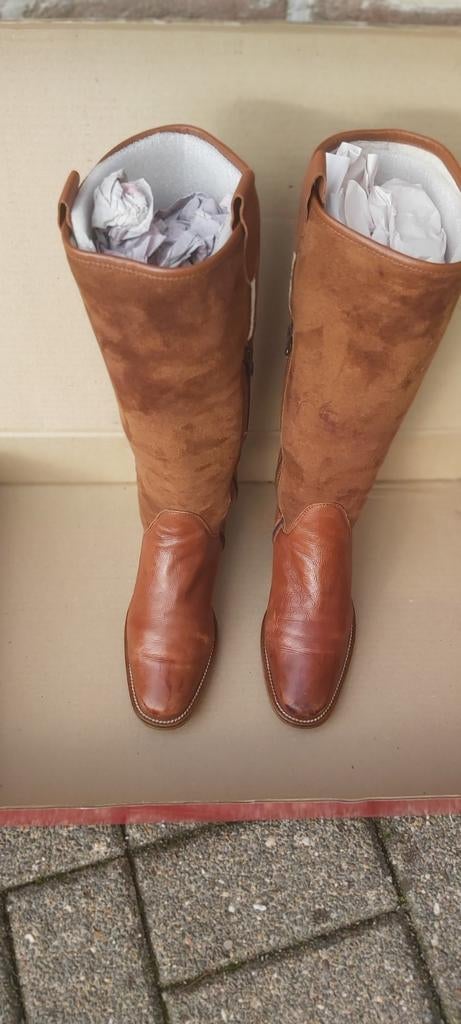 MODA DI FAUSTO:T:38 LEREN DAMESLAARZEN, Hoge laarzen, Bruin, Nieuw, Ophalen of Verzenden