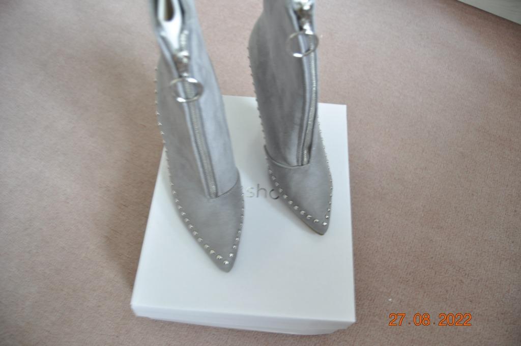Bottillons cuir gris, Kleding | Dames, Nieuw, Ophalen of Verzenden, Schoenen met hoge hakken, Grijs