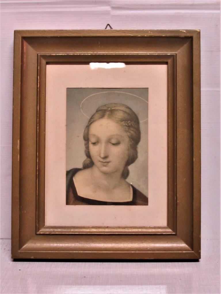 Leuk Antiek heel liefelijk foto van Maria met houten kader, Ophalen of Verzenden, Gebruikt