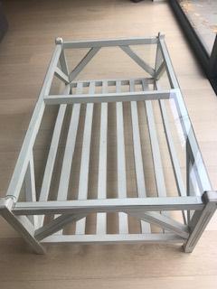 Table basse bois et verre Flamant, 100 à 150 cm, Chêne, Moins de 50 cm, Vintage