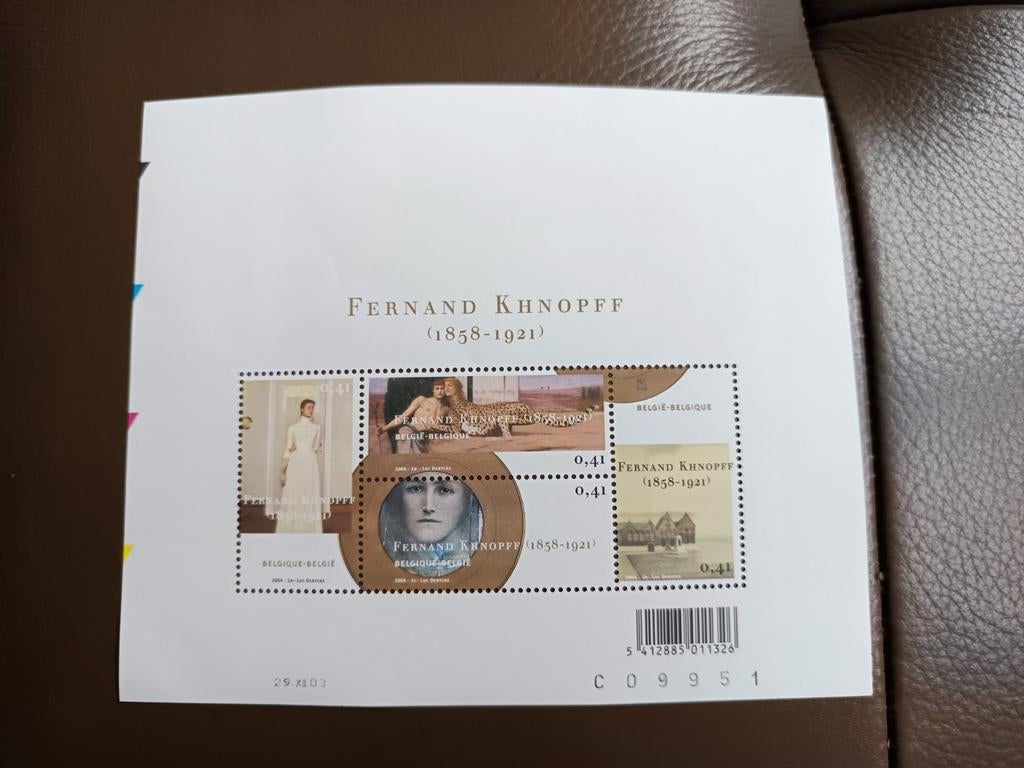 Neuf : un feuillet "Fernand khnopff" 1958 -1921, Enlèvement ou Envoi, Neuf