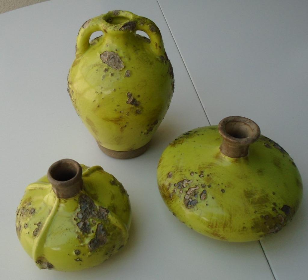 VAZEN OLD LOOK GROEN KLEIN 3 DLG SET NIEUW, Huis en Inrichting, Woonaccessoires | Vazen, Nieuw, Groen, Minder dan 50 cm, Aardewerk of Porselein