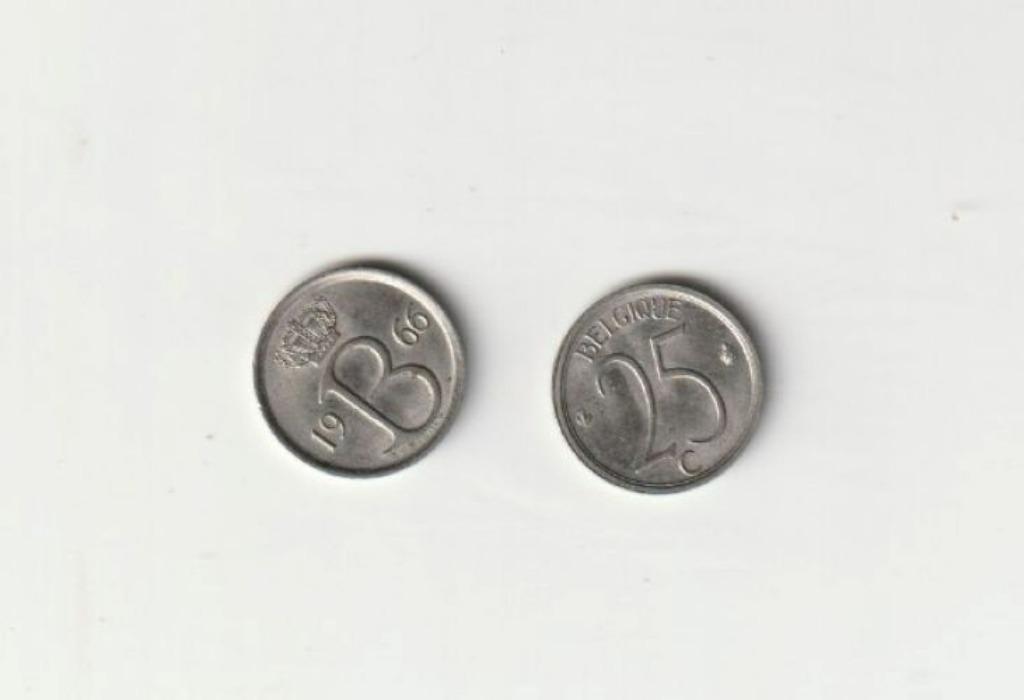 BELGIQUE BELGIUM BAUDOUIN 25 C 1966 FR, Enlèvement ou Envoi, Métal, Monnaie en vrac