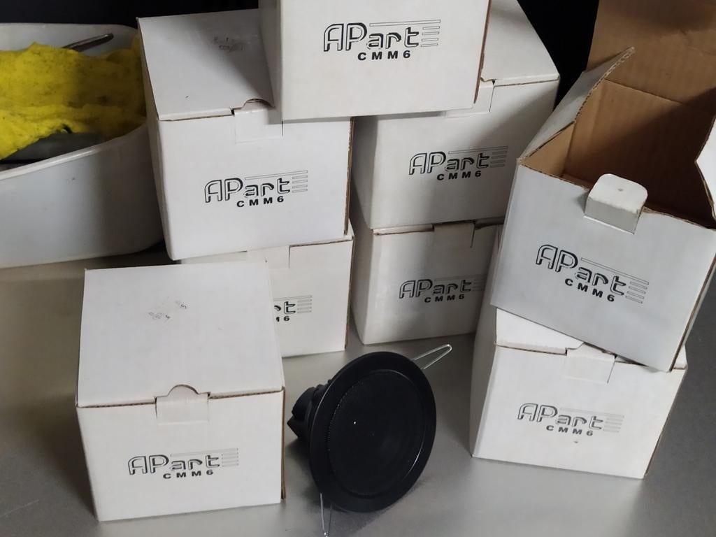 8 Zwarte plafondluidsprekers "APart CMM-6" 100v. 8 ohm, Audio, Tv en Foto, Luidsprekerboxen, Overige merken, Overige typen, Nieuw