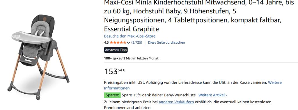Maxi-Cosi Minla Baby chair, Enfants & Bébés, Chaises pour enfants, Comme neuf, Chaise évolutive, Plateau amovible, Ceinture(s)
