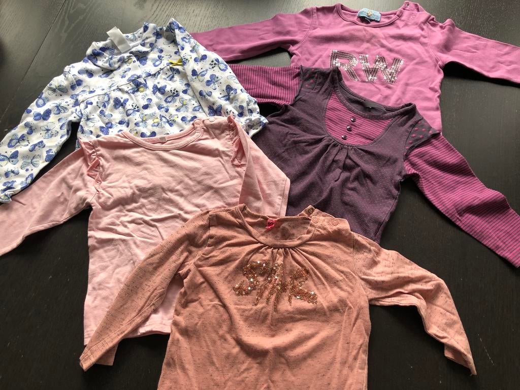 Pakket - meisje - t-shirts met lange mouwen - maat 86, Kinderen en Baby's, Ophalen of Verzenden, Zo goed als nieuw
