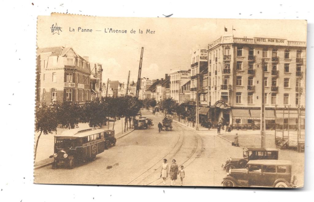 La Panne NA202: L'Avenue de la Mer 1935 ( Autobus ), Collections, Cartes postales | Belgique, Envoi, 1920 à 1940, Affranchie, Flandre Occidentale