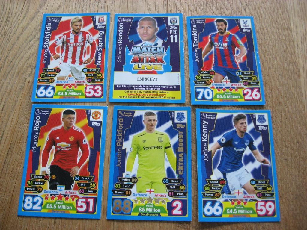 Premier League Pickford Rojo Kenny Stafylidis Rondon Tomkins, Enlèvement ou Envoi, Comme neuf, Plusieurs images