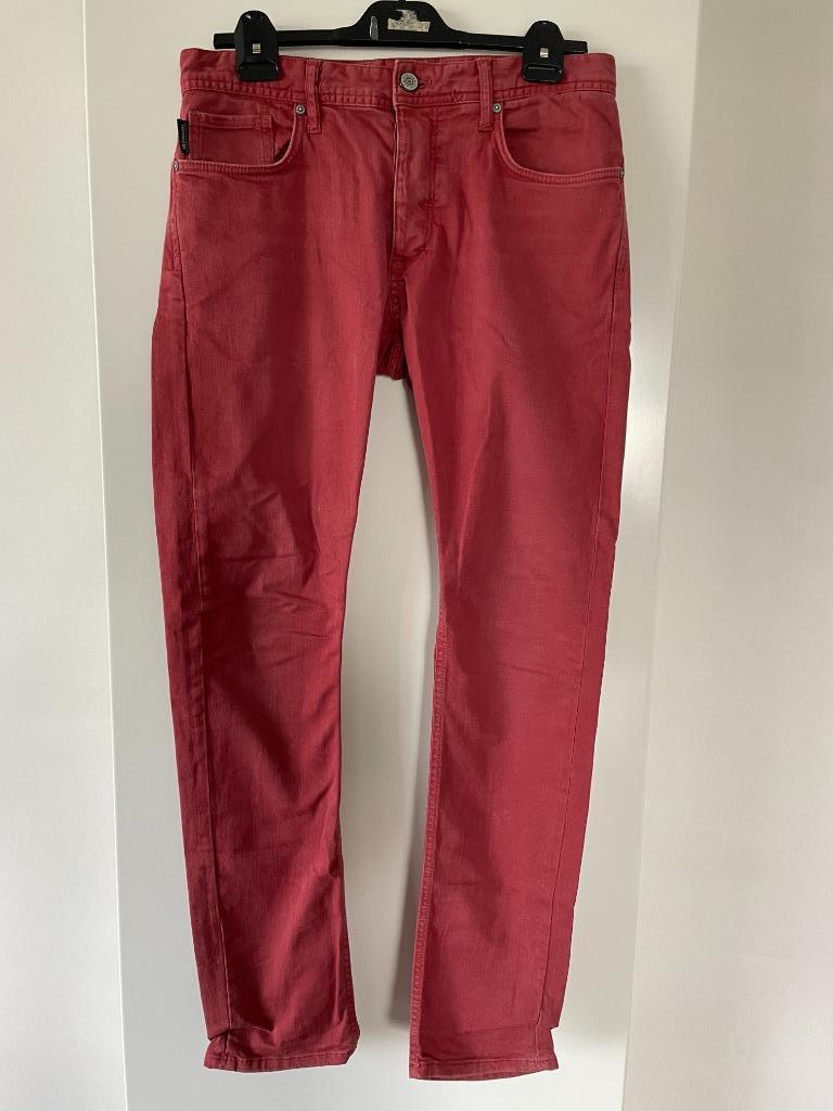Heren broek bordeaux maat 31 Jack & Jones, Overige kleuren, Maat 48/50 (M), Ophalen of Verzenden, Gedragen