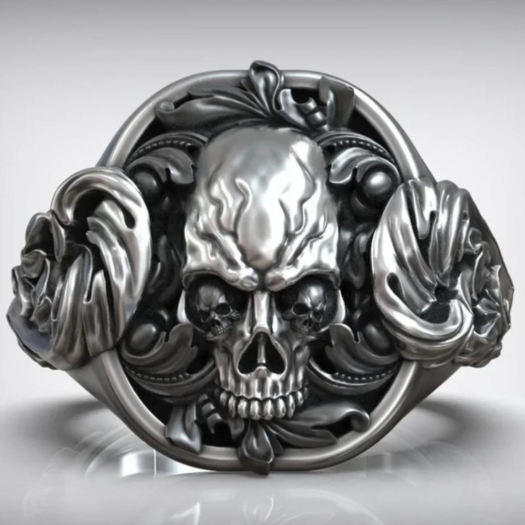 Prachtige skull ring - 925 zilver, Neuf, Femme ou Homme, Argent, Argent